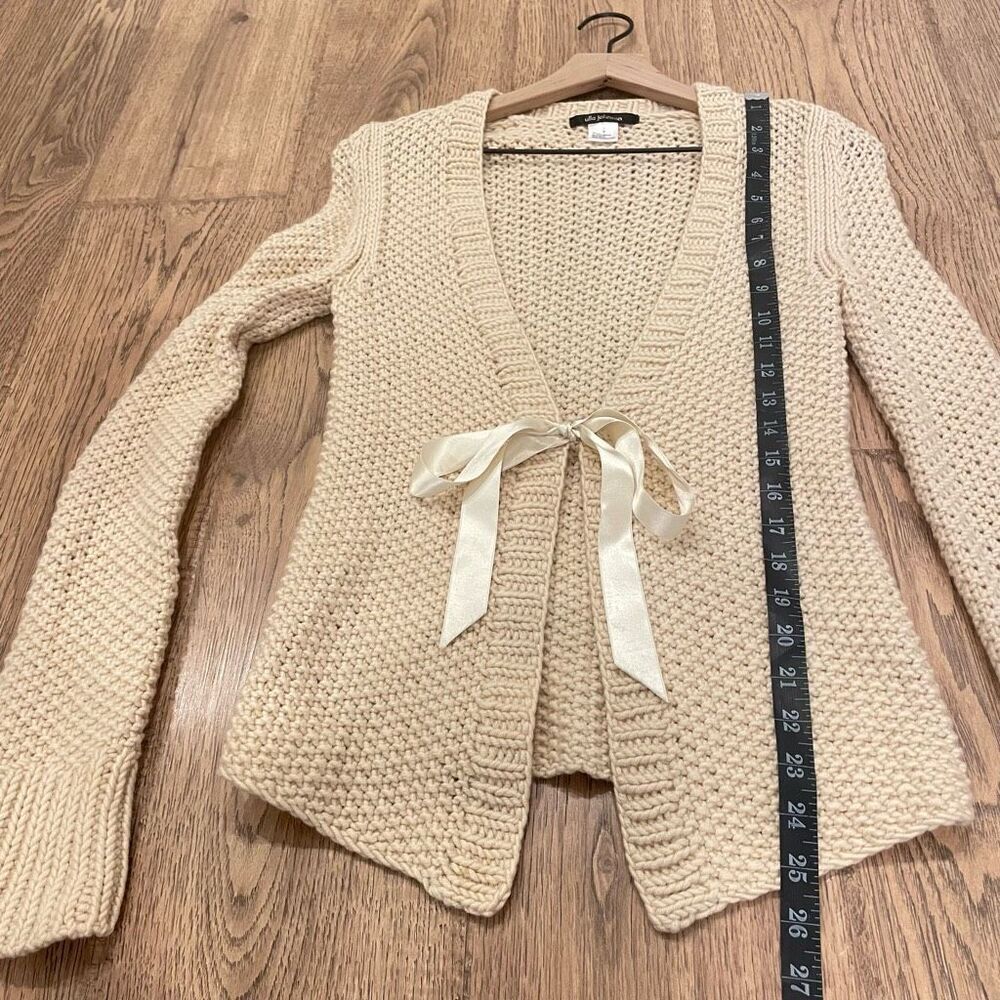 Ulla Johnson Camel Hair Knit Cream Bow Tie Front Cardigan Sweater S Fisherman - Picture 9 of 11